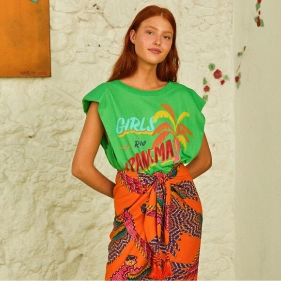 FARM Rio Tops - Farm Rio Green Girls Rio Ipanema Graphic T-shirt